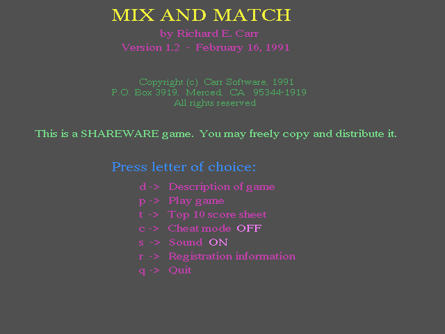 Mix and Match
